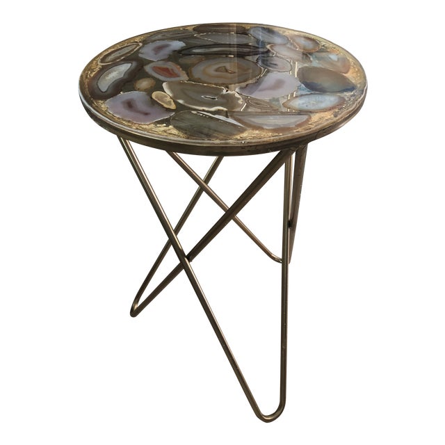 Regency Agate Slices Side Table For Sale