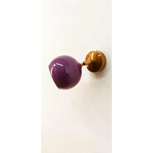 Adjustable Sconce with Purple Metal Dome For Sale - Image 5 of 7