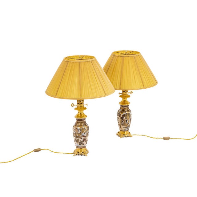 Satsuma Earthenware and Gilt Bronze Lamps, 1880s, Set of 2 For Sale - Image 11 of 11