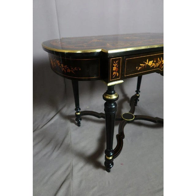 Black Napoleon III Marquetry Table, 1888 For Sale - Image 8 of 13