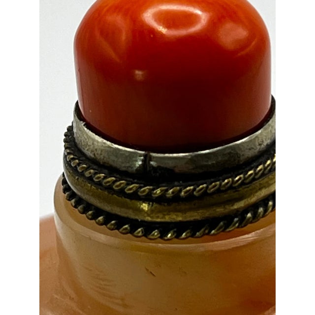 Early 20th Century Orange Glass Snuff Bottle Imitating Banded Agate Made for the Mongolian Market For Sale - Image 11 of 11