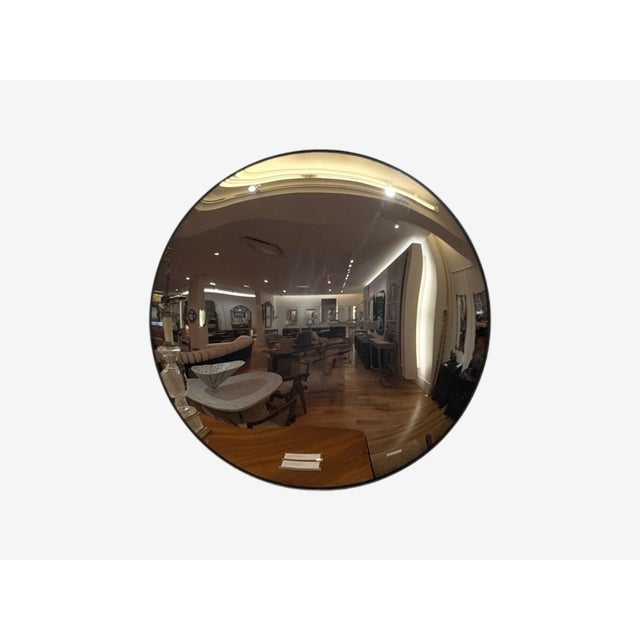 Contemporary, Convex Glass, Brass, Silver Space Age Wall Mirror A modern space age wall mirror featuring a convex glass...