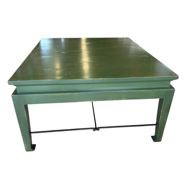 Transitional Bausman Company Green Coffee Table Bench Made For Sale - Image 3 of 14