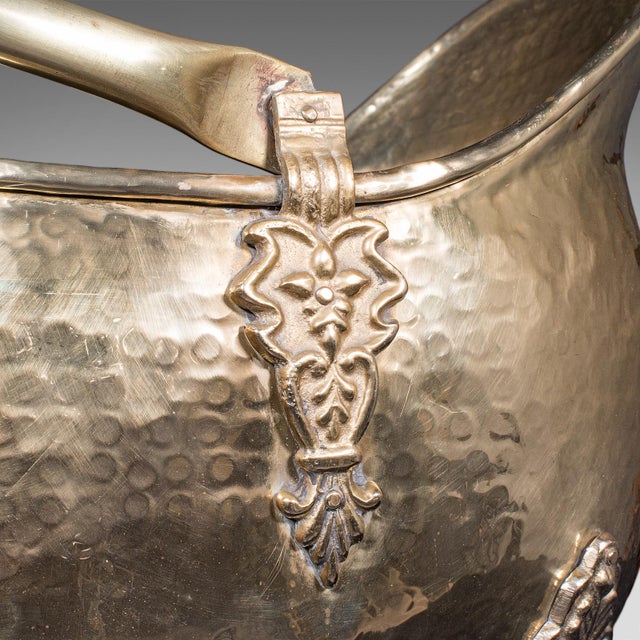 Brass Antique Fireside Coal Bucket, English, Brass, Fireplace Scuttle, Keeper, Regency For Sale - Image 8 of 11