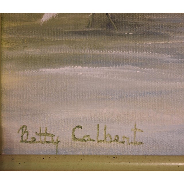 1976 Coastal White Egret Oil Painting – Framed Accent Piece For Sale - Image 4 of 6