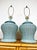 Blue Newly Lacquered Vintage Wicker Lamps- A Pair For Sale - Image 8 of 8