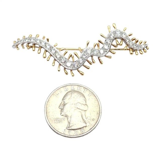 Vintage Tiffany & Co. Diamond Centipede Platinum Yellow Gold Pin Brooch For Sale In Philadelphia - Image 6 of 8