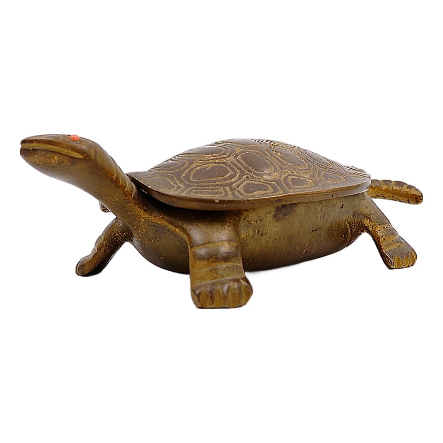 Vintage Bronze Turtle Trinket Box, 1950s | Chairish