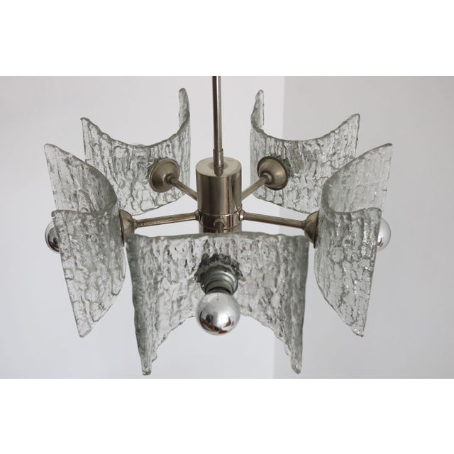 1970s Mid-Century Modern Brutalist Chrome and Glass Chandelier by Kaiser Leuchten, 1970s For Sale - Image 5 of 13