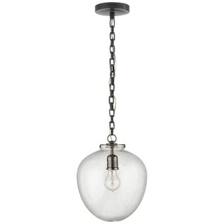 Thomas O'Brien for Visual Comfort Signature Katie Acorn Pendant in Bronze with Seeded Glass For Sale