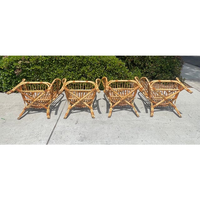 Wood Vintage Rattan High Back Windsor Armchairs, a Set of 4 in the Style of Franco Albini For Sale - Image 7 of 9