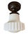 American 1920s Deco Milkglass Ribbed Flushmount Ceiling Lights - a Pair For Sale - Image 3 of 6