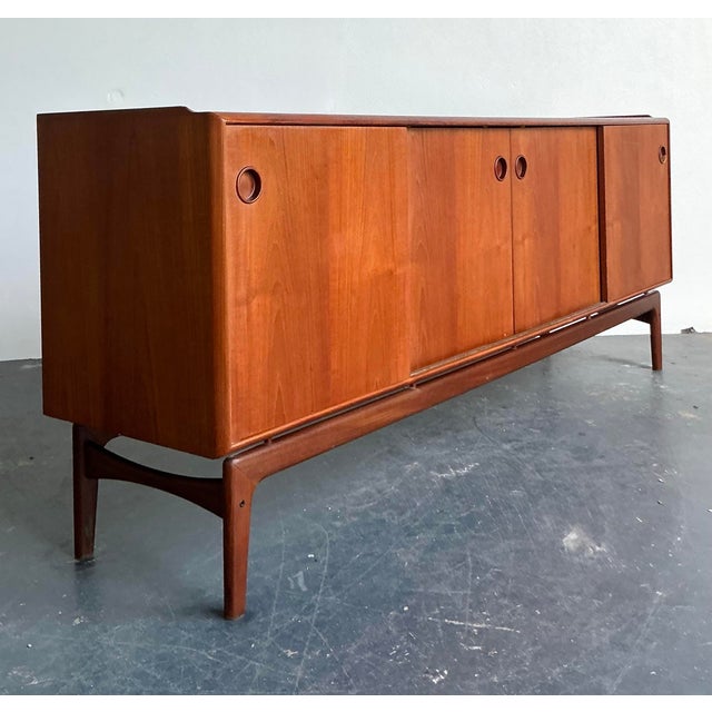Vintage MCM Danish Arne Hovmand-Olsen Teak Credenza For Sale - Image 11 of 12