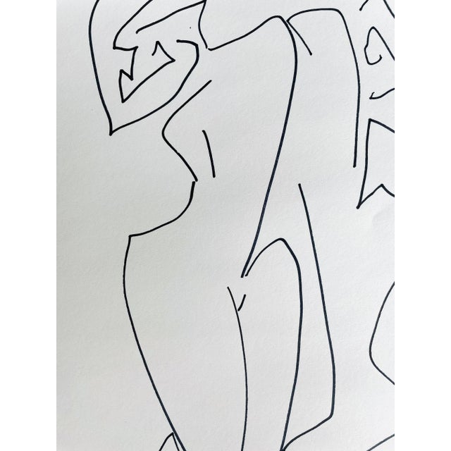 Post-Modern figurative drawing by Erik Sulander in Ink on paper, 9x12, signed, framed.