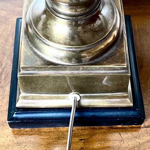 Brass Vintage Table Lamps in Brass Urn Shape With Black Base, a Pair For Sale - Image 8 of 11