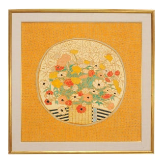 Dorothy Cutter "Yellow Oval Mixed Bouquet" Oil on Board 1973 For Sale
