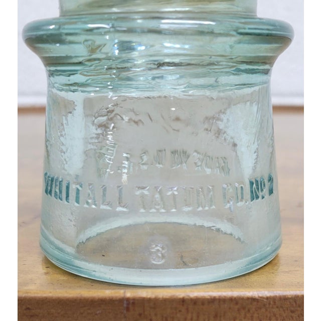 Early 20th Century Vintage Whitall Tatum Co No 2 Aqua Glass Insulator For Sale - Image 5 of 10