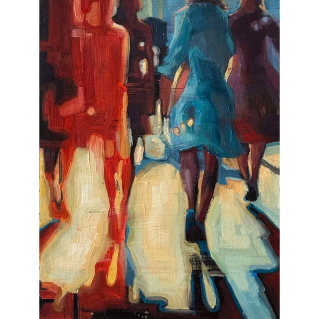 Streets of Hope 3 by Michelle Jader | Oil On Panel People walking in a city street scene. For Sale