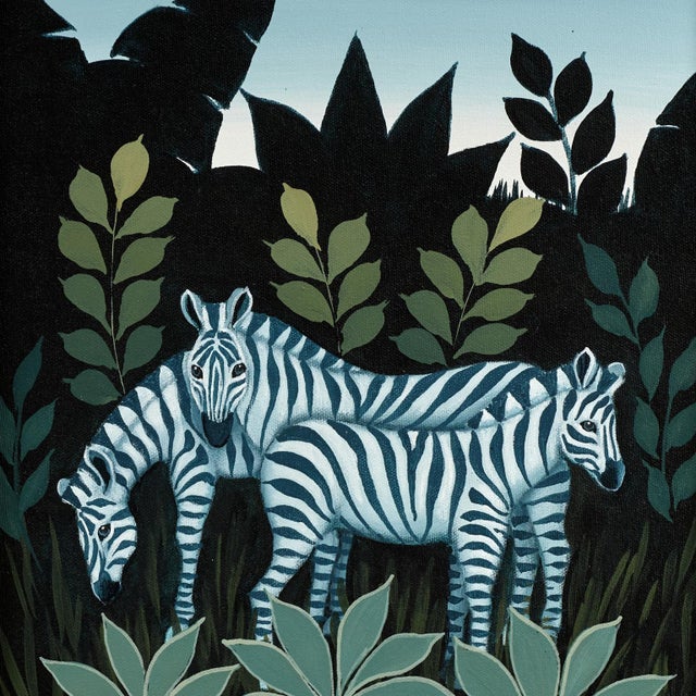 1980s Pair of Jungle Paintings With Animals by Ruth Schindler For Sale - Image 5 of 18