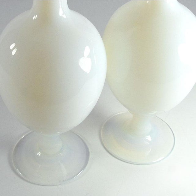 Mid-Century Modern Vintage Opal Glass Vases, 1950s, Set of 2 For Sale - Image 3 of 10