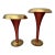 Pair of Alan Lee Collection Metallic Red & Gold Leaf Glass Trumpet Vases - Staggered Set For Sale