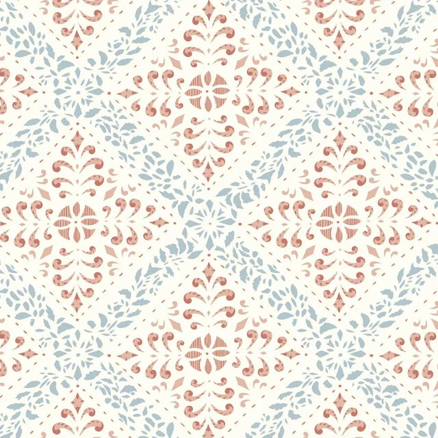 Sample - Borastapeter Nyborg Wallpaper in Blue and Red For Sale