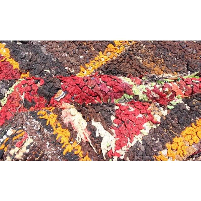 Moroccan Boucherouite Large Rag Rug With Abstract Design in Charcoal and Brown 5.2 X 8.8 For Sale - Image 11 of 12