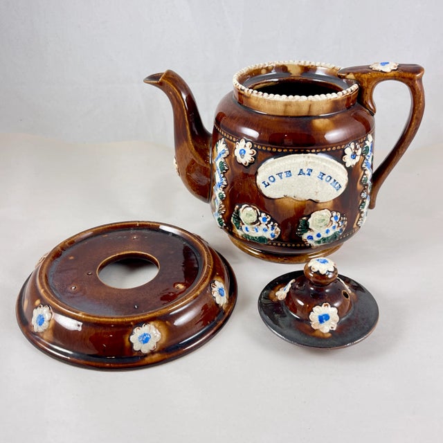 English English Measham Bargeware Love at Home Teapot on Stand For Sale - Image 3 of 12