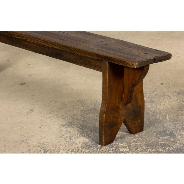 Late 19th Century French Provincial Rustic Pine Farmhouse Bench For Sale - Image 13 of 14
