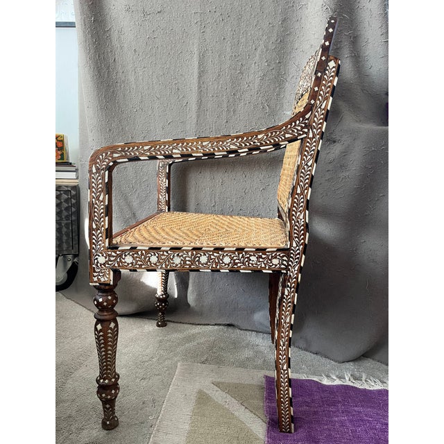 Late 20th Century Late 20th Century 6 Anglo Indian Inlaid Bone Chairs For Sale - Image 5 of 6
