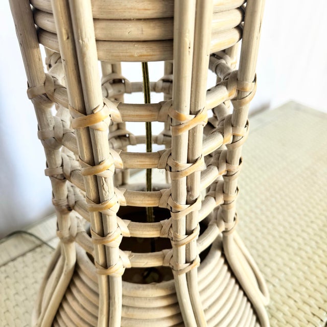 Boho Chic Pencil Reed Rattan Table Lamp For Sale In Miami - Image 6 of 6