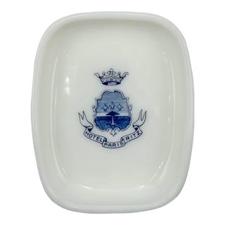 Vintage 5-Star Hotel Ritz Paris Ashtray Trinket Soap Dish White Milk Glass For Sale