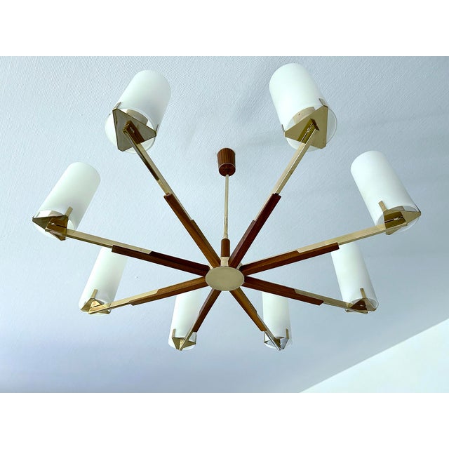 Large Scandinavian Glass and Teak Pendant Light, 1960s For Sale - Image 13 of 15