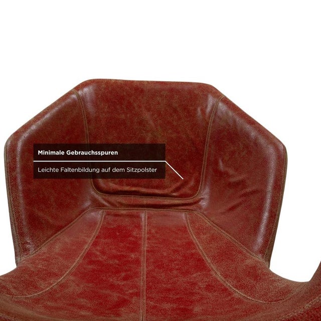 Set of Take a Line for a Walk 389 Lounge Chair and Ottoman in Red Leather by Alfredo Häberli for Moroso For Sale - Image 11 of 17