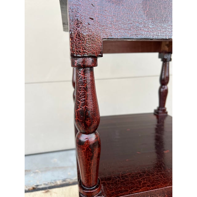 Shabby Chic A Antique New England Sheraton Washstand Side Table, With Craquelure Paint Circa 1820’s For Sale - Image 3 of 12