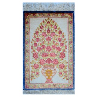 Vintage Ghom Silk Rug For Sale