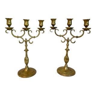 Vintage Pair of Baldwin Brass French Chateau Candelabra For Sale