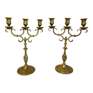 Vintage Pair of Baldwin Brass French Chateau Candelabra