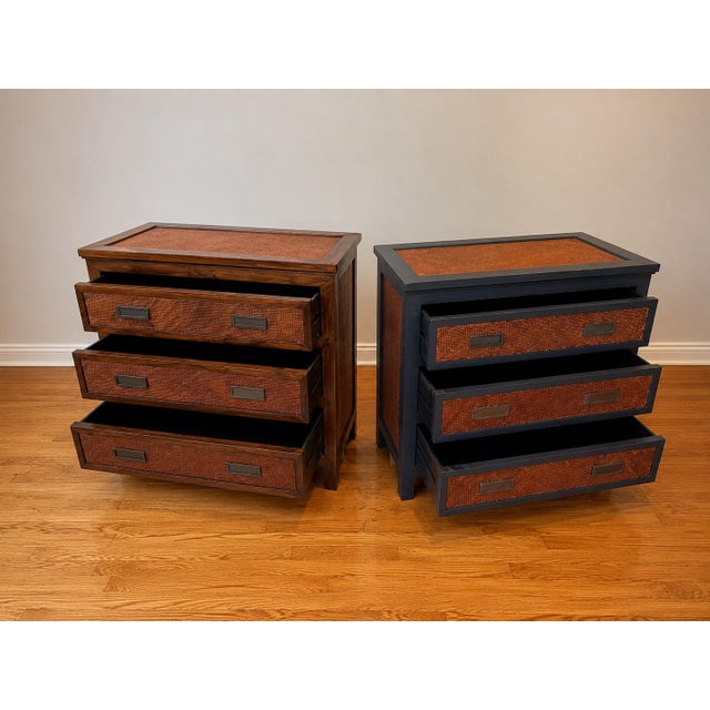 1990s Vintage Palecek Woven Rattan Nightstand / Accent Chest, 2 Pieces For Sale - Image 5 of 6