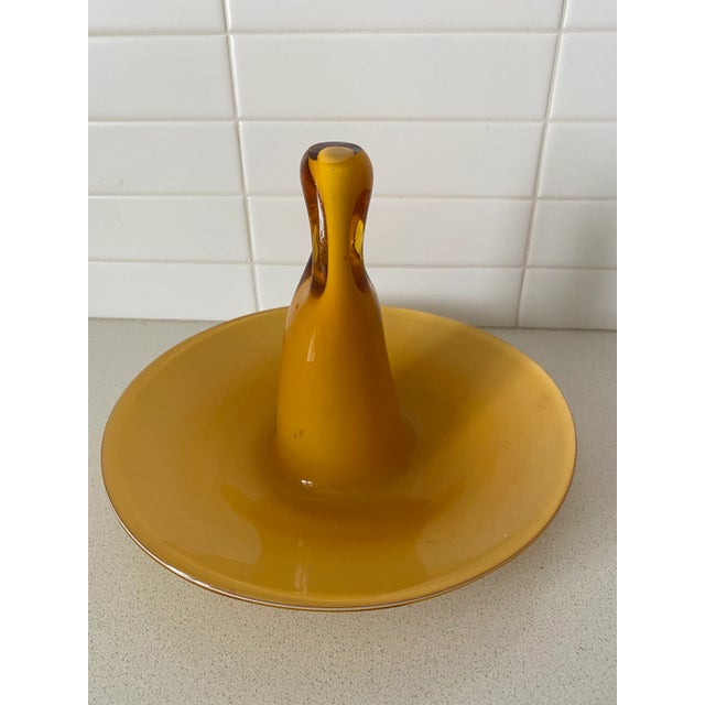 Mid 20th Century Amber Cased Glass Candy Dish For Sale - Image 4 of 7