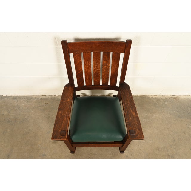Early 20th Century Gustav Stickley Antique Mission Oak Arts & Crafts Rocking Chair | Circa 1910 For Sale - Image 5 of 13