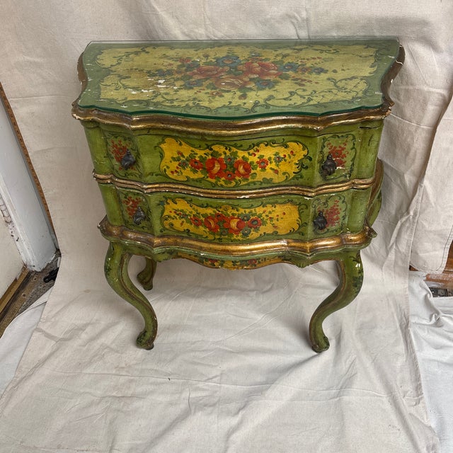 Late 19th Century Late 19th Century Venetian Floral Paint Decorated Two Drawer Commode For Sale - Image 5 of 11