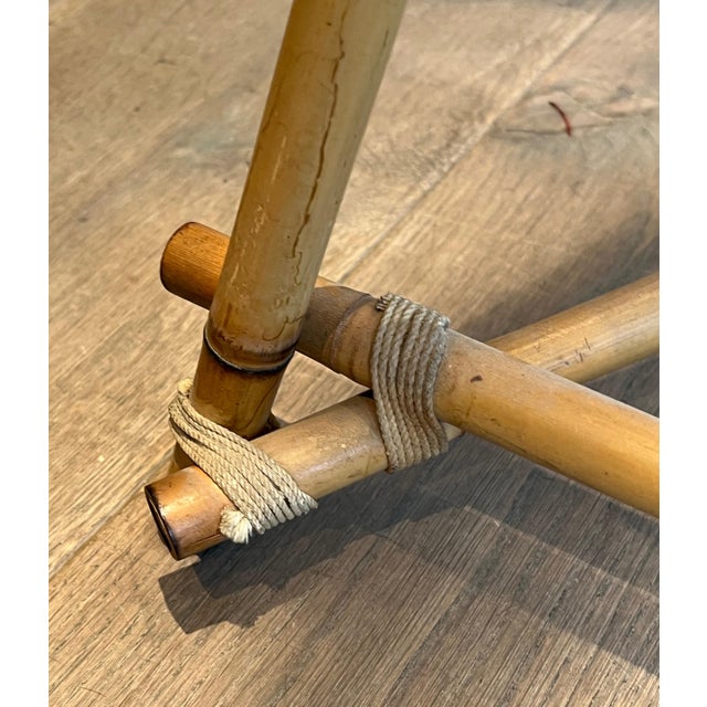 1970s 3-light Floor Lamp in Bamboo and Rope. French Work in the Style of Audoux Minet For Sale - Image 9 of 12