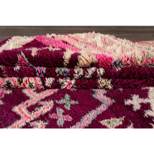 Purple Mid-20th Century Handmade Vintage Purple Tribal Morrocan Wool Rug For Sale - Image 8 of 11