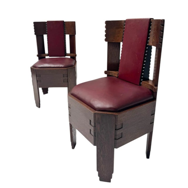 Vintage Art Deco Amsterdam School Side Chairs, 1920s, Set of 2 For Sale - Image 11 of 11