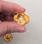 Gold Vintage C 1989 Signed Napier Goldtone Round Clear Rhinestone Pierced Earrings-2 Pieces For Sale - Image 8 of 8