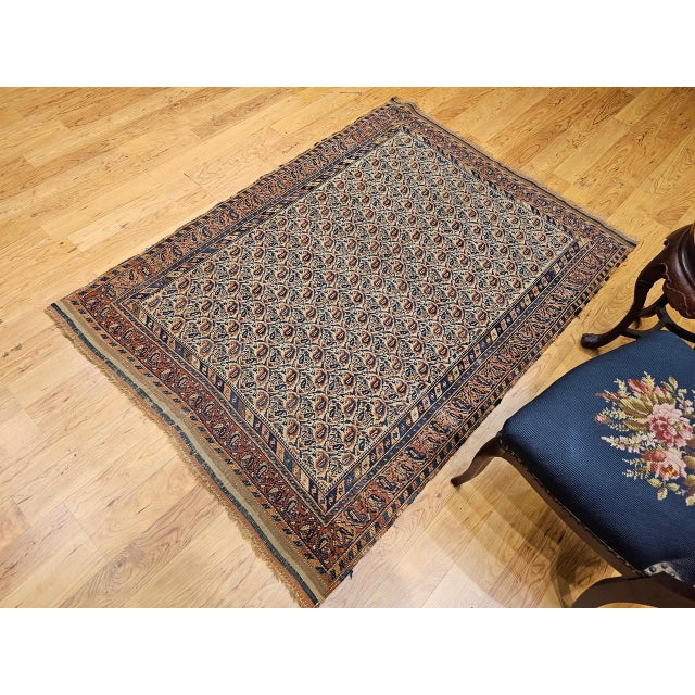 Late 19th Century Persian Afshar Tribal Rug, Hand-Knotted Wool, All-Over Paisley Geometric Pattern, Ivory & Brown, 4x6 For Sale In Chicago - Image 6 of 18