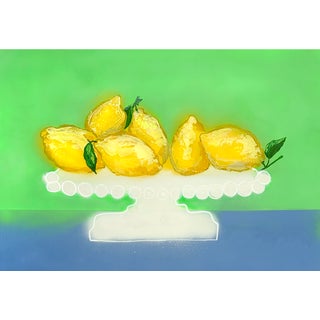Lemons White Pedestal No. 1 Contemporary Still Life Painting For Sale