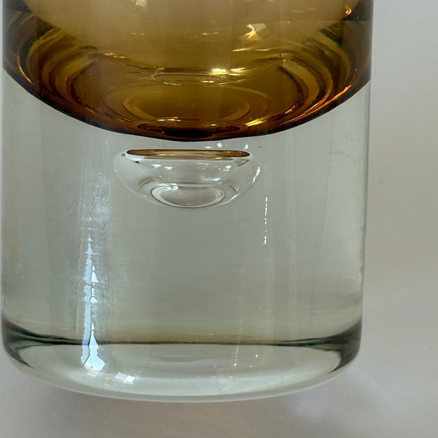 Amber MCM Swedish Amber Glass Vase, Controlled Suspended Bubble, Borgstrom, Glasbruk, Pukeberg, Lsa Int; Krosno, Hand Blown Art Glass For Sale - Image 8 of 10