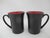 Modern style Gump's red and black pottery coffee mug set of 4 in sleek Worldview design. Each measures 4 1/2" tall x 5" x...